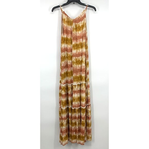 Cato Dress Tie Dye Stripe Maxi Tassel Tie Neck Sleeveless Stretch - Picture 6 of 10